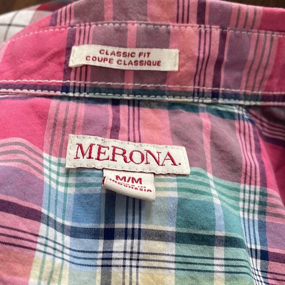 Merona Short Sleeve Mens Plaid Button Down Shirt - Picture 5 of 6